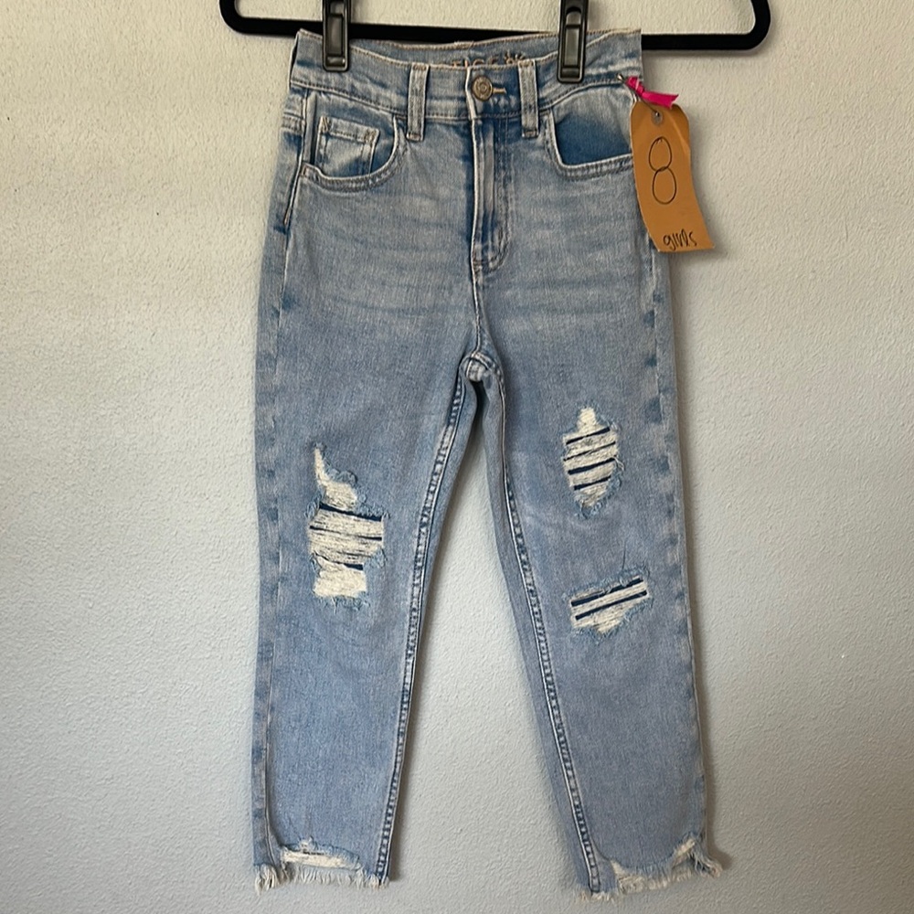Justice Light Blue Distressed Girls Jeans Size 8 NWOT